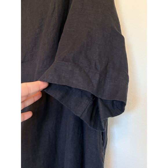 Crown Linen Designs Classic Black 100% Linen Lined Dress Ukraine Made Womens XL - Picture 4 of 9